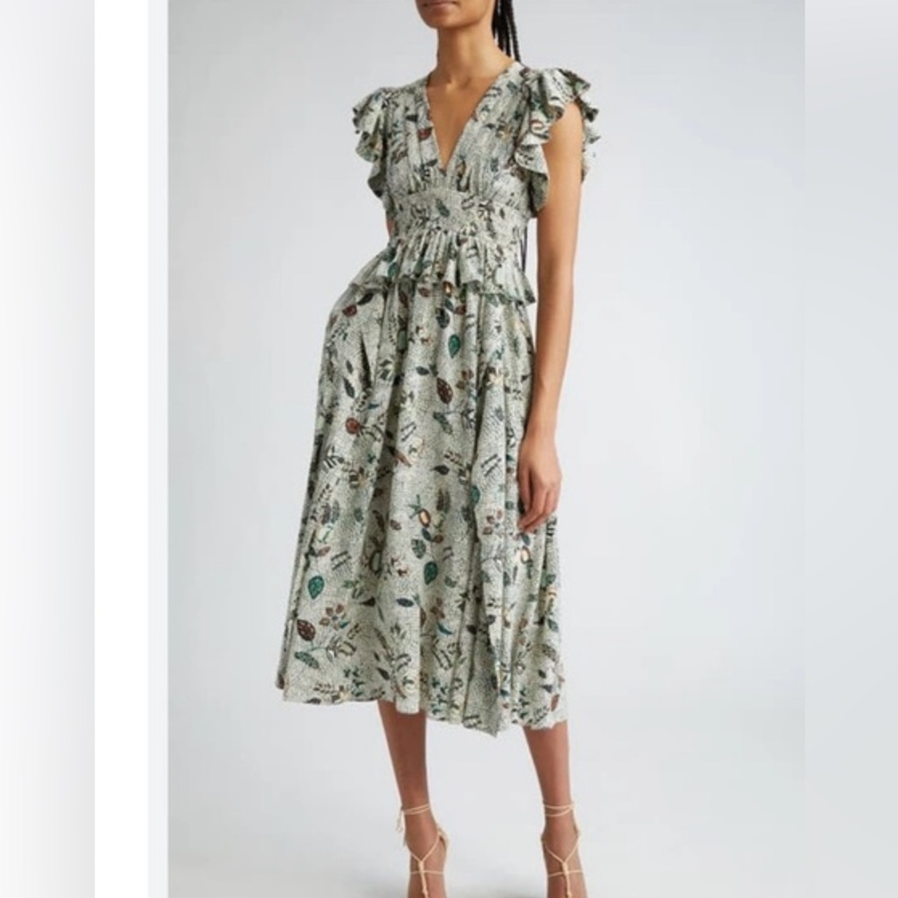 ULLA JOHNSON brielle dress in botanical mist Sz 10
